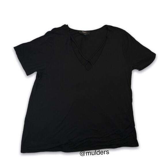 Forever 21 + | black strappy v-neck short sleeve shirt plus size 2x - Picture 1 of 6